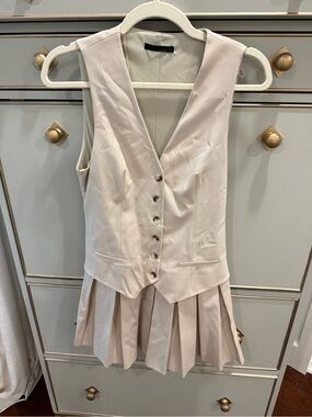 Zara Cream Tailored Vest Dress